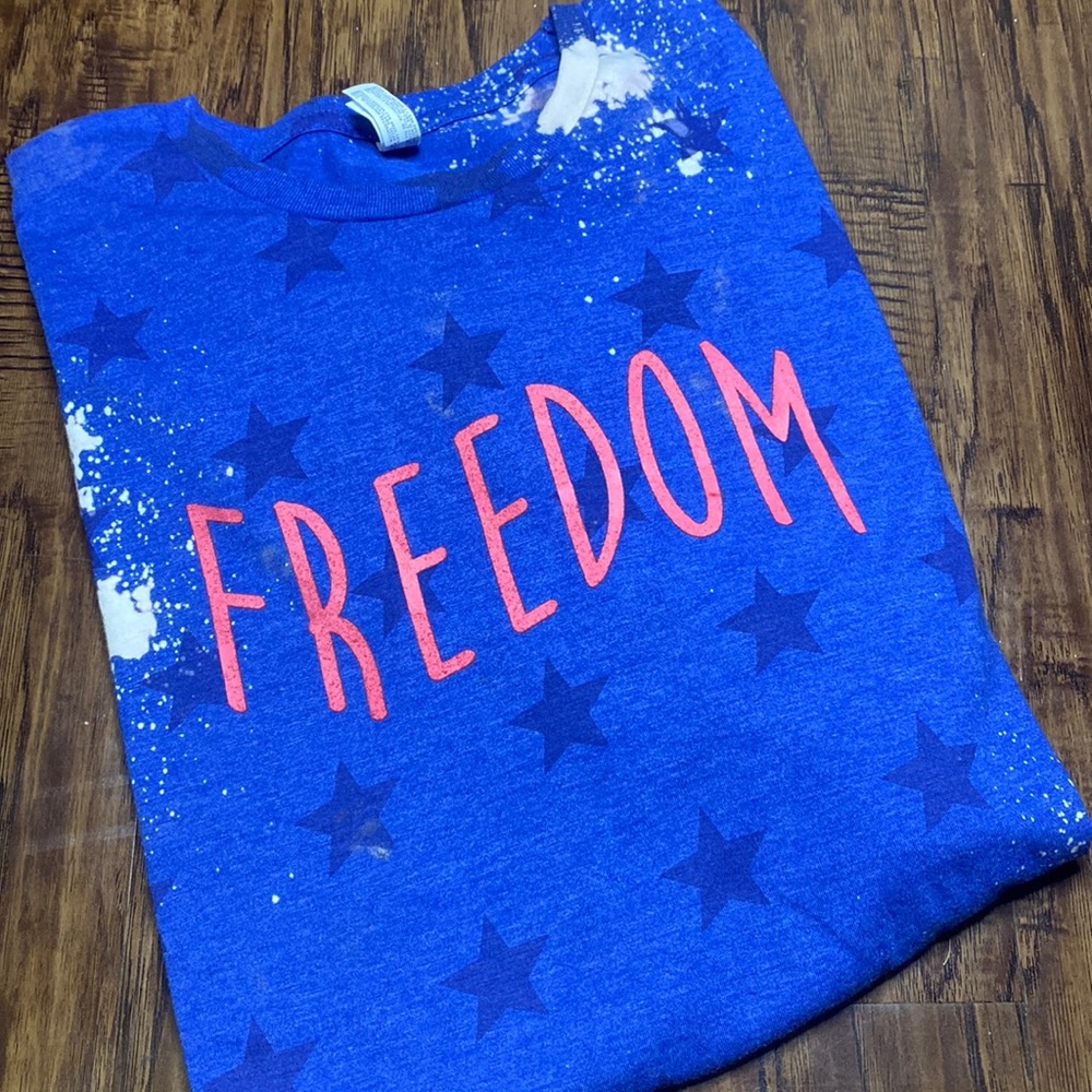 blue bleached freedom tshirt